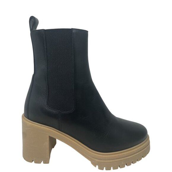 Ba&sh Clare Black Leather Chelsea Platform Chunky Block Heels Ankle Boots 7.5 - Picture 1 of 13